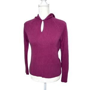 ANN TAYLOR Size S 100% Cashmere Hooded Sweater Pullover Pink  Small